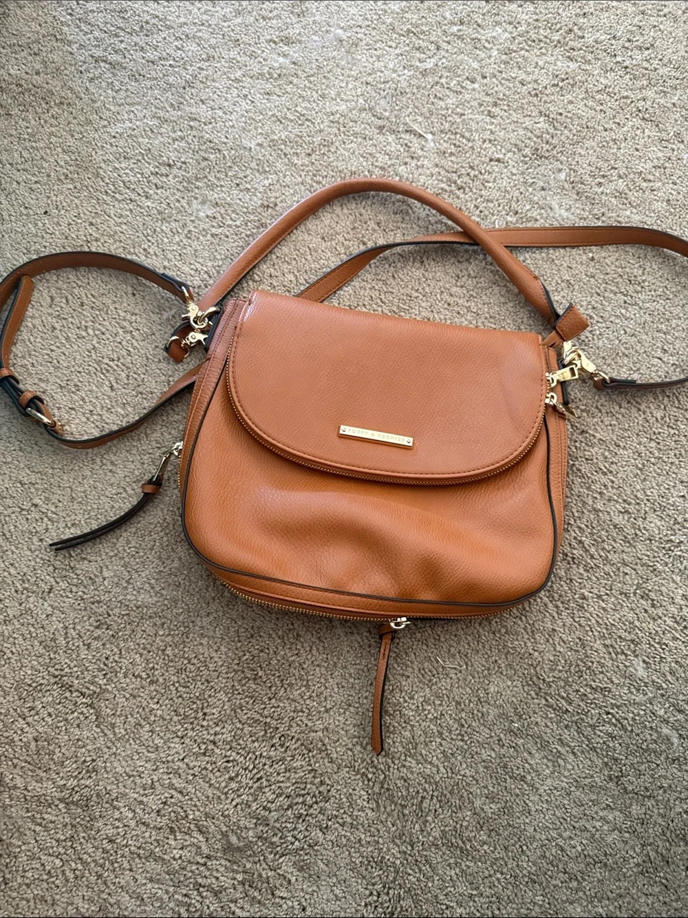 Downtown Crossbody Cognac Leather-Effect Shoulder Bag